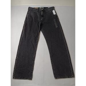 PacSun Mens Baggy Fit Wide Leg Jeans Washed Black Rigid Denim 32x32 NEW